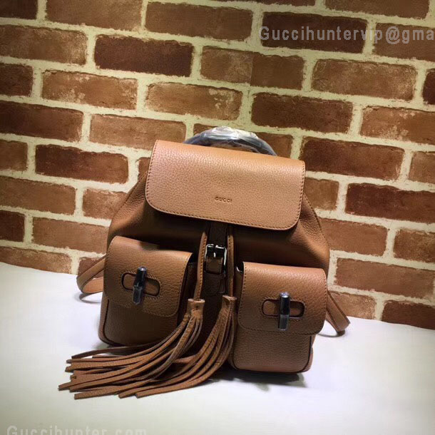 Gucci Bamboo Leather Backpack Brown 370833